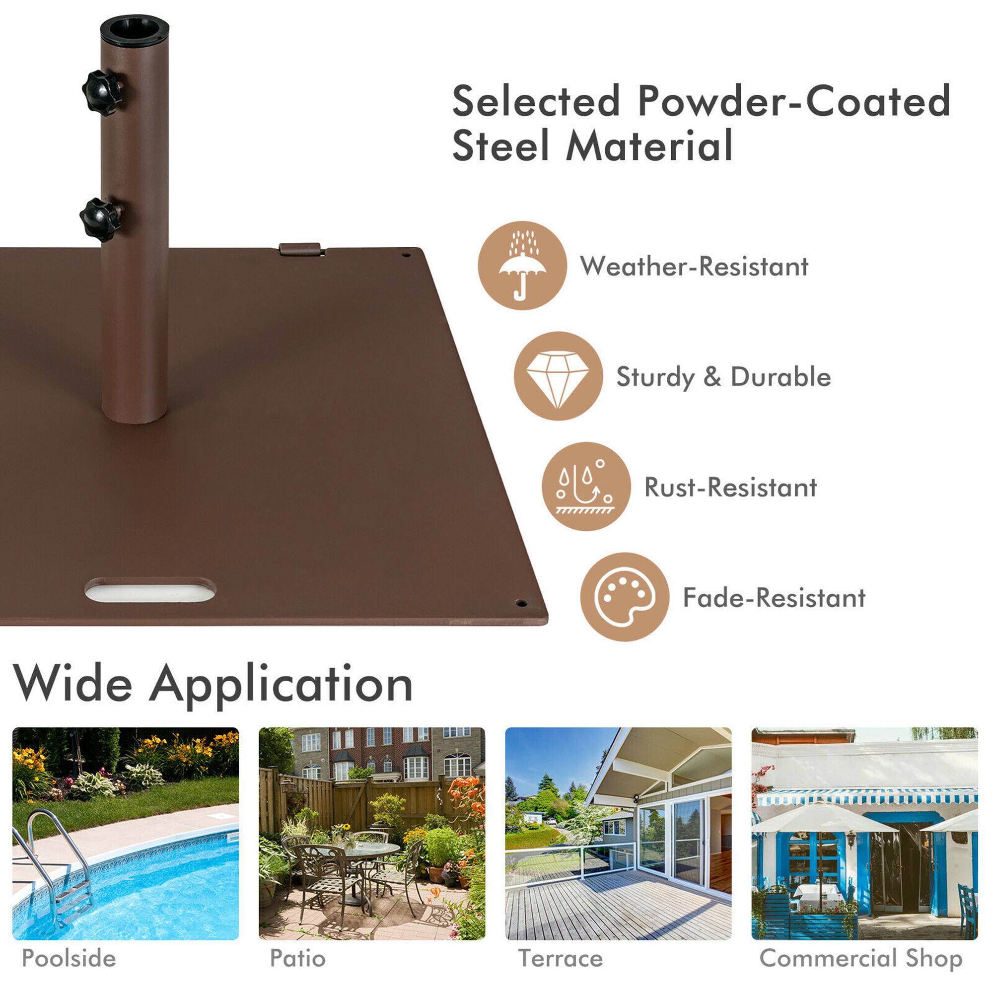 Selected Powder-Coated Steel Material  
Weather-Resistant  
Sturdy & Durable  
Rust-Resistant  
Fade-Resistant  

Wide Application  
Poolside  
Patio  
Terrace  
Commercial Shop