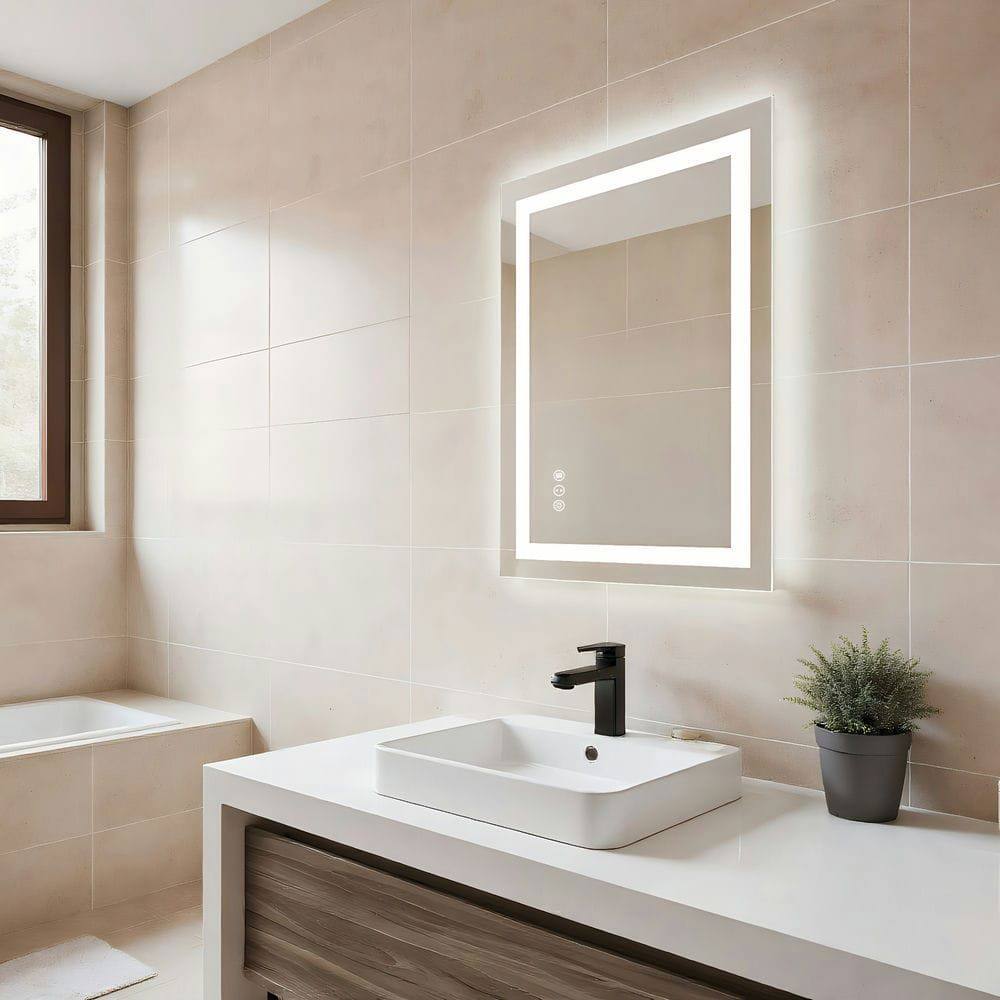 Alt View 5. Kadyn - 32x24 Inch Frameless Rectangle LED Bathroom Mirror for Vanity Lighting.