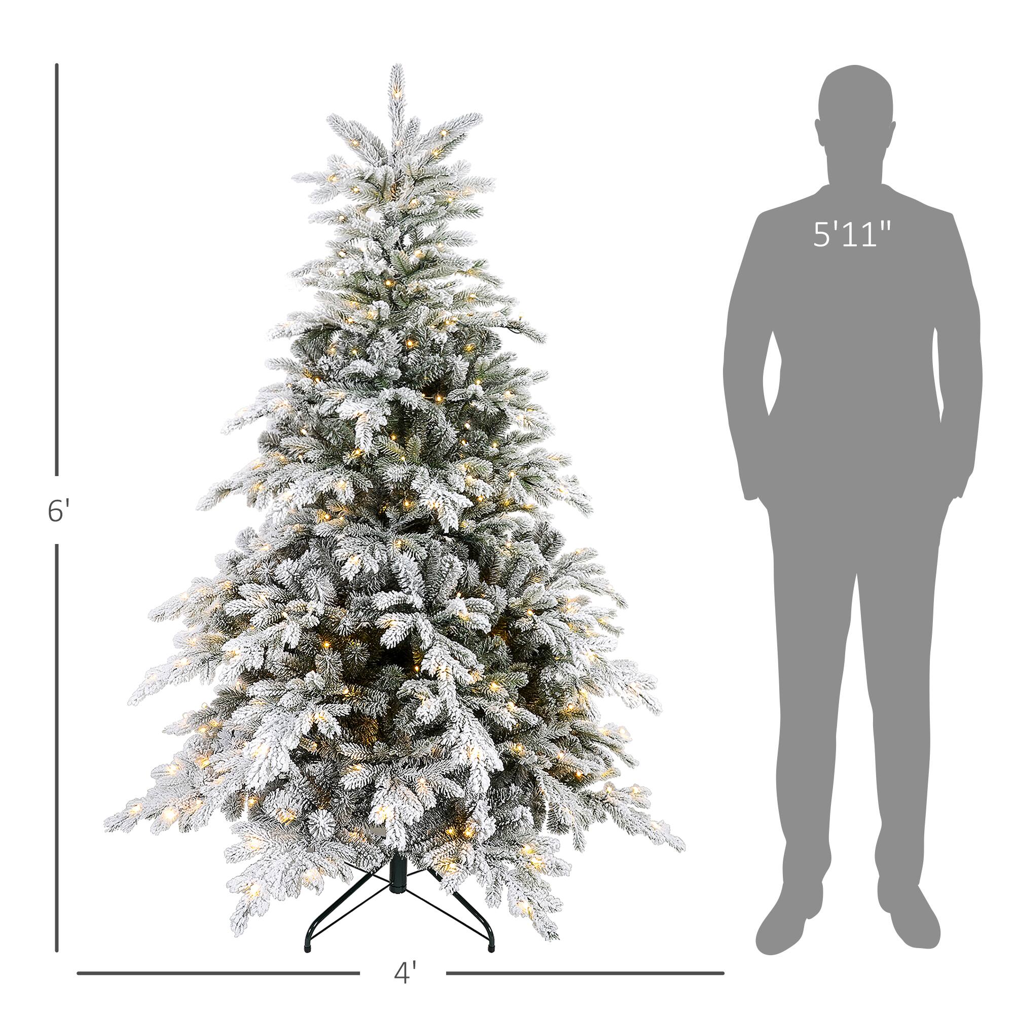 Alt View 2. Homcom - Prelit Snow Flocked Artificial Christmas Tree, Warm White LEDs, 1321 Tips, Metal Base, Hinged Realistic - green.