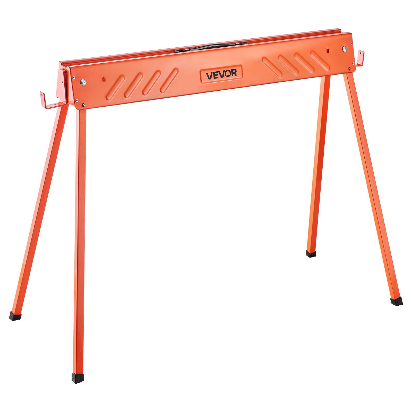 Alt View 5. VEVOR - Saw Horses, 2 Pack Folding Work Horses, 660 lbs Load Capacity Sawhorse with Heavy Duty Legs, All-Metal Portable Saw - Orange.