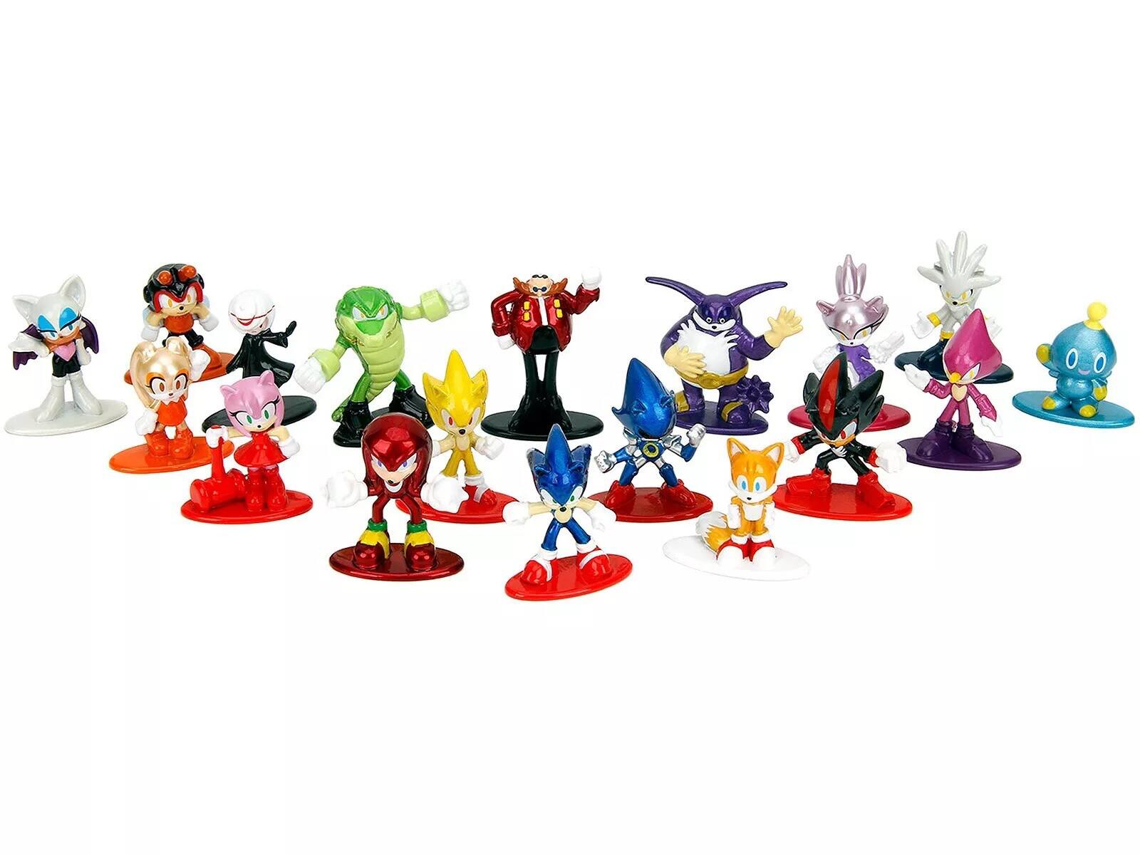 Angle. Jada - "Sonic The Hedgehog" Set of 18 Diecast Figures "Nano Metalfigs" Series by Jada - Multicolor.