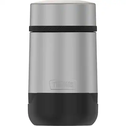 Front. Thermos - Thermos 18 oz. Alta Stainless Steel Food Jar - Matte Steel/Espresso Black - Silver.
