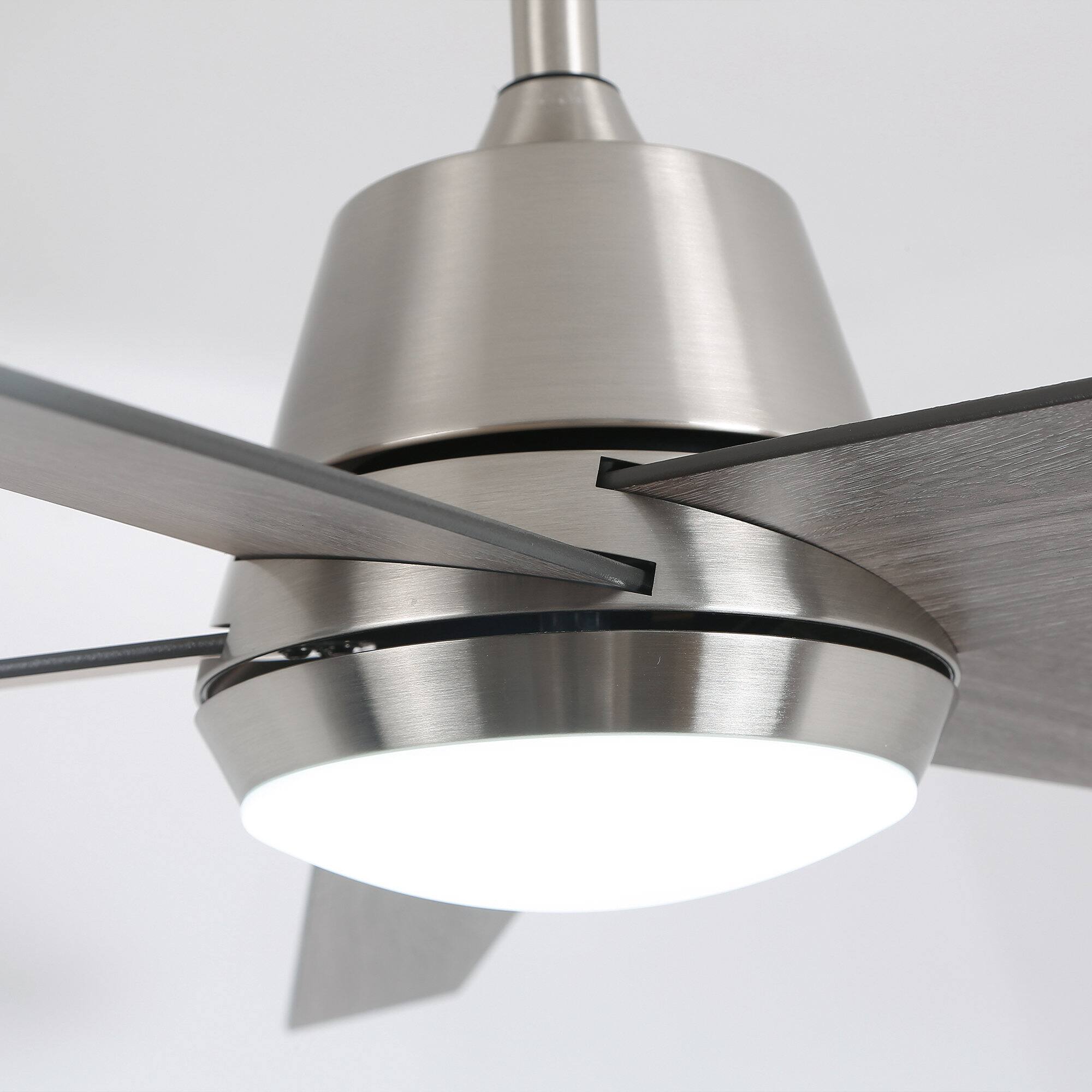 Alt View 9. Vaczon - 52-inch Modern Reversible Blades Smart Ceiling Fan with 3CCT Dimmable LED Light, Remote and App Control - Nickel.