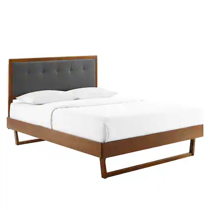 Front. Modway - Willow Wood King Platform Bed With Angular Frame - Brown.