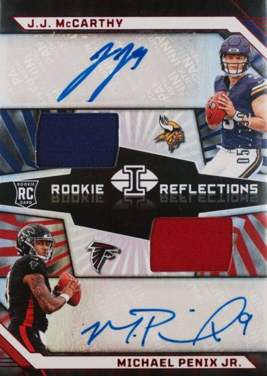J.J. McCarthy  
99  

Rookie Card  
Reflections  
Beef Edition  

Michael Penix Jr.  
MPJ