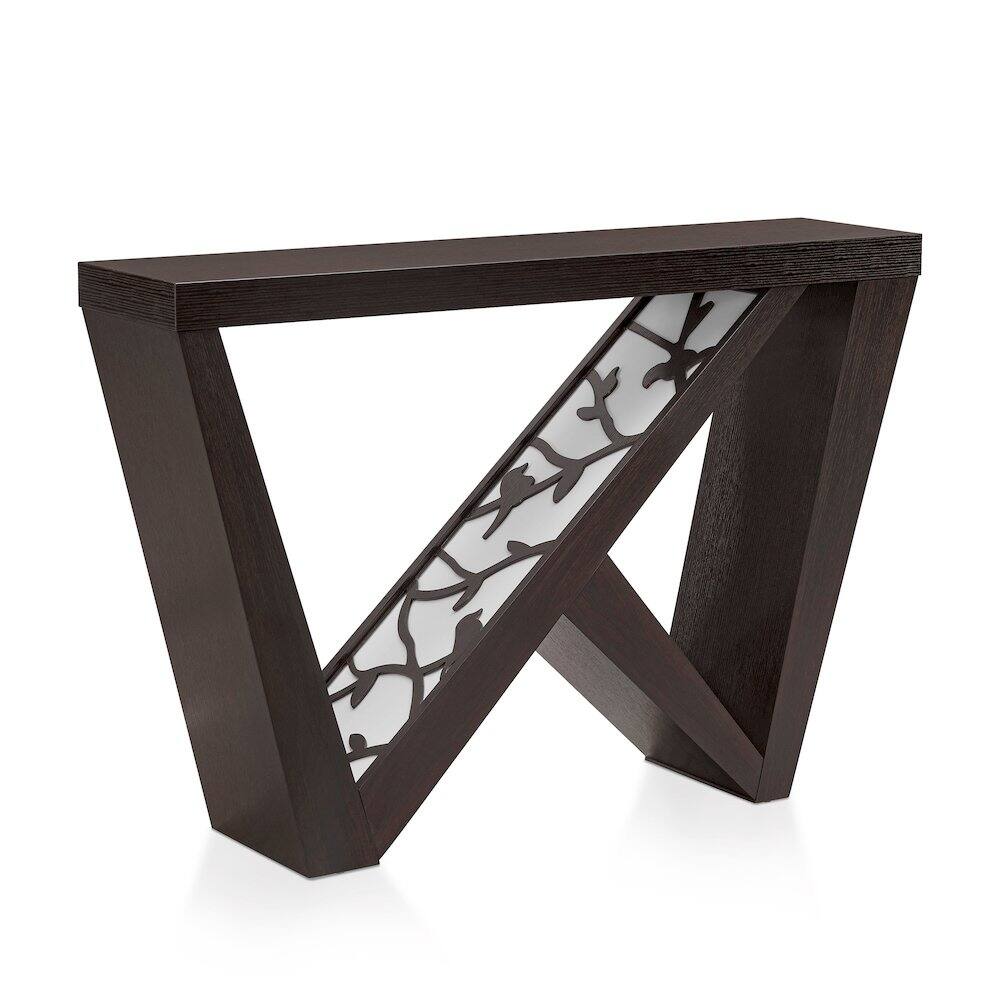 Front. Furniture of America - Wyll Contemporary Indoor LED Wood Console Table with Remote - Red.