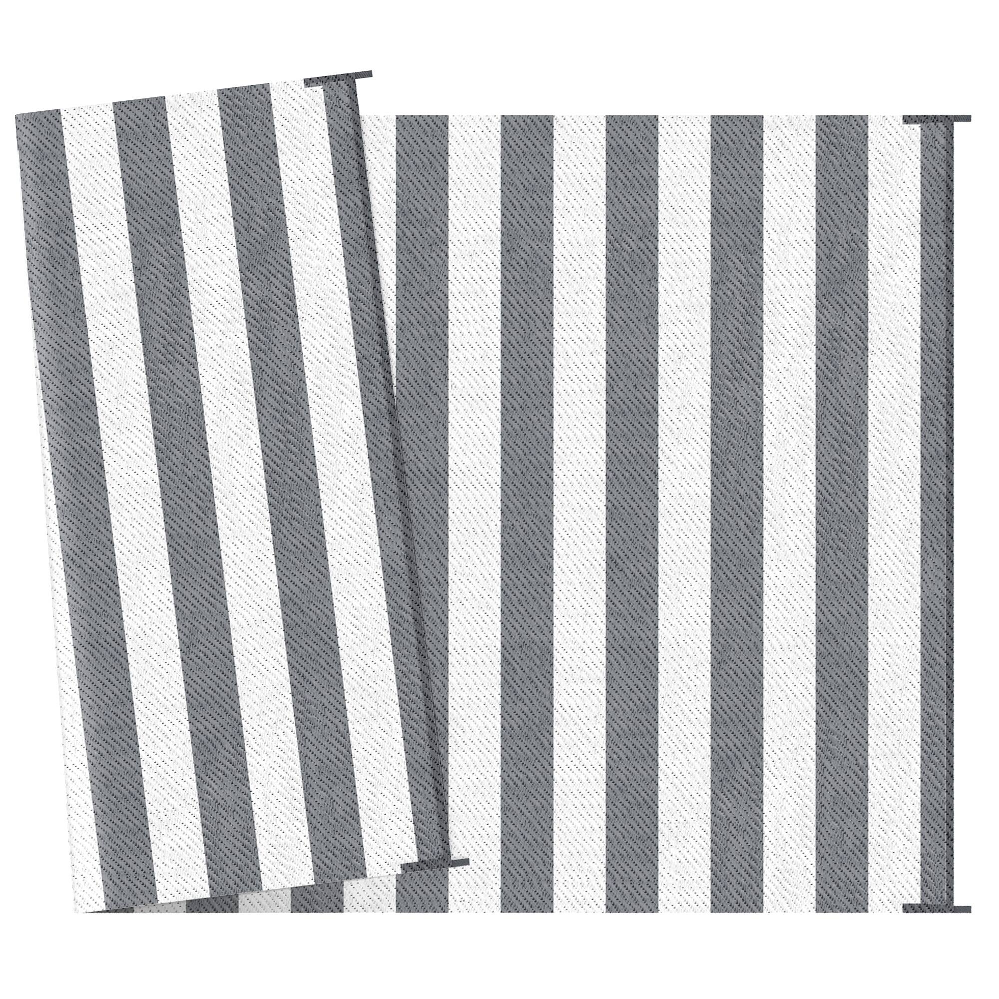 Alt View 8. Outsunny - Reversible Outdoor Rug, 9' x 12' Waterproof Plastic Straw Floor Mat, Portable RV Camping Carpet - Gray and White Stripes.