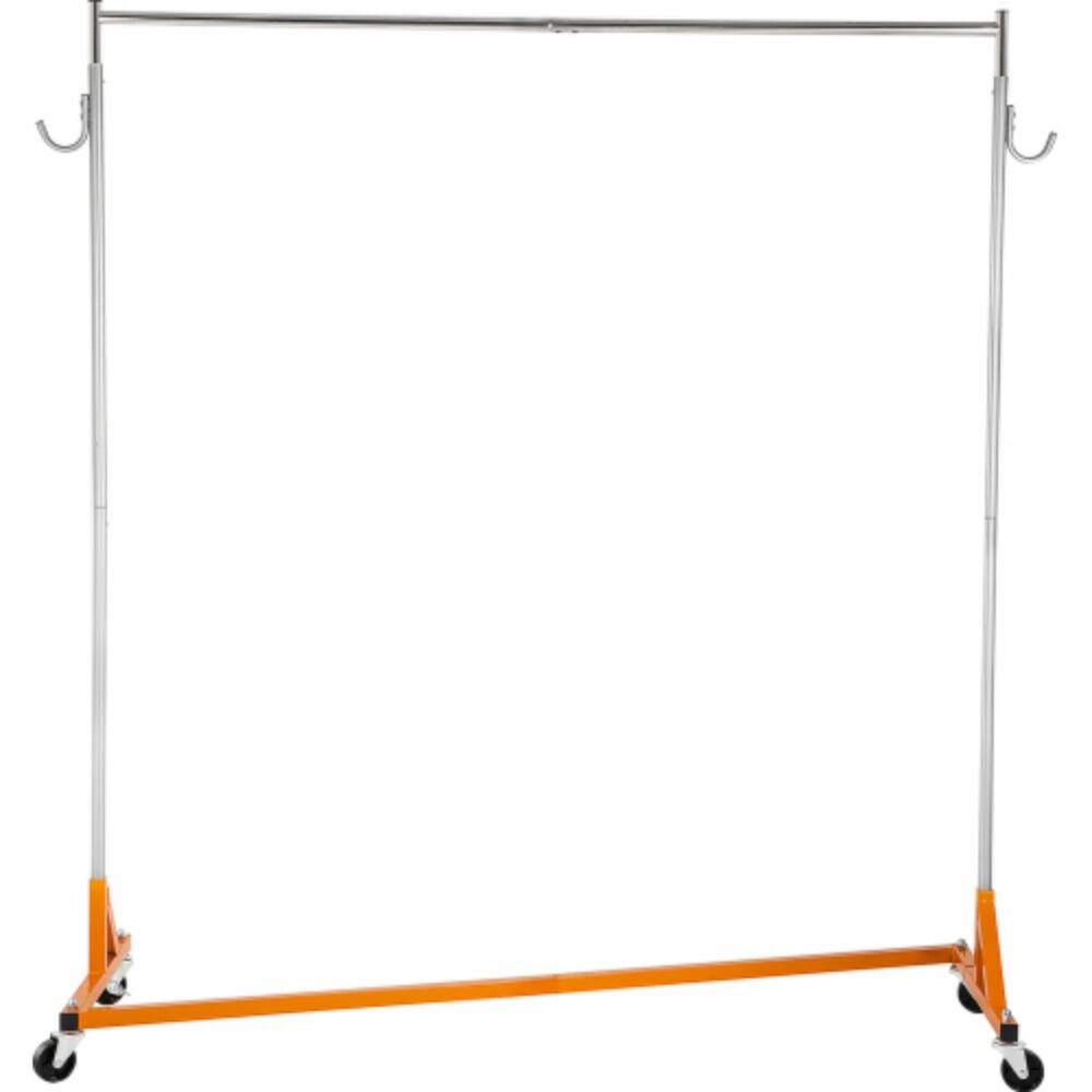 Alt View 2. LUCKY ONE - 70.9" H Height Adjustable Rolling Z Base Garment Rack w/ Lockable Casters - White+Light Orange.