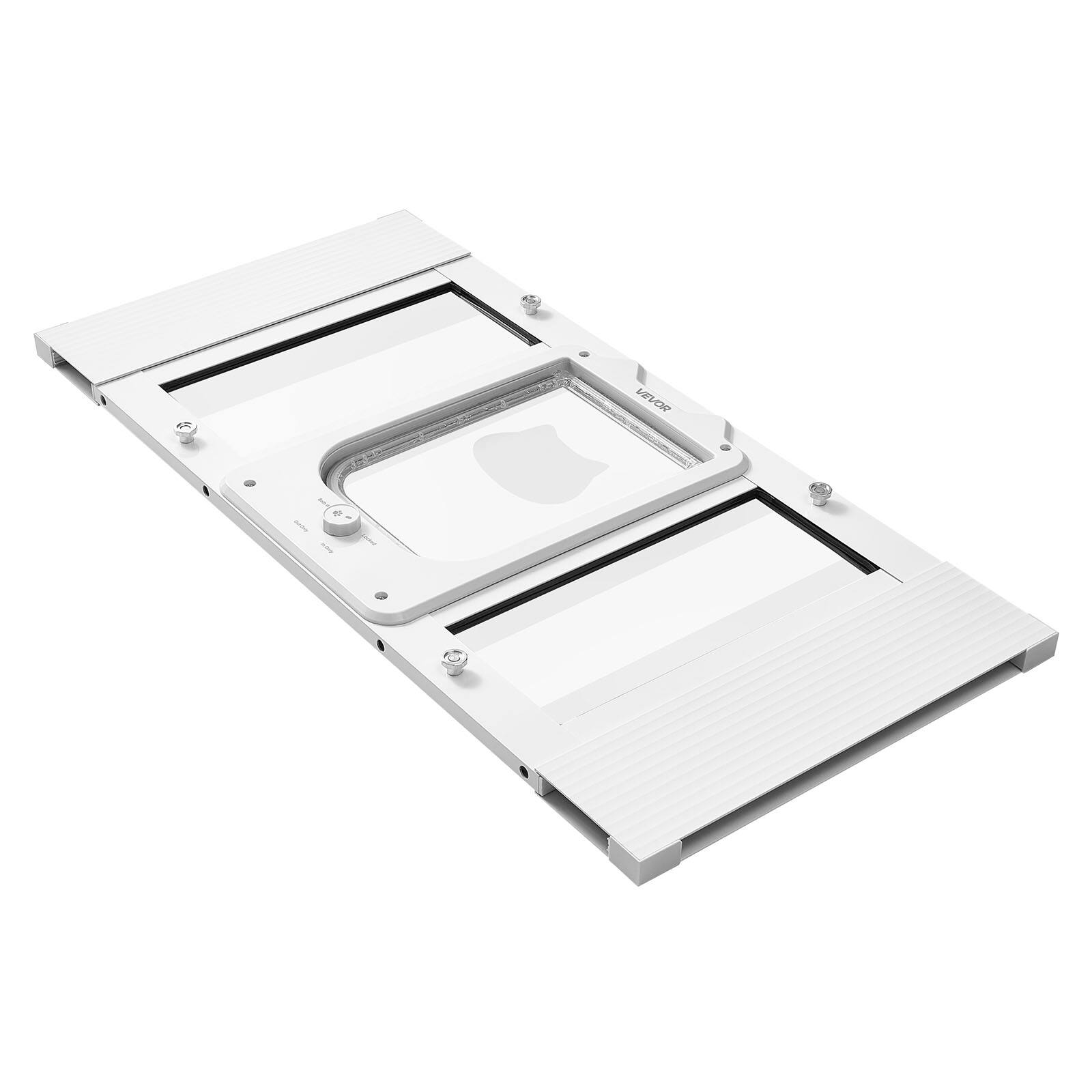 Alt View 5. VEVOR - Cat Door for Window, Adjustable to Fit Window Width 27"-32", 4 Secure Lock Modes, Aluminum Frame and High-Transparency.