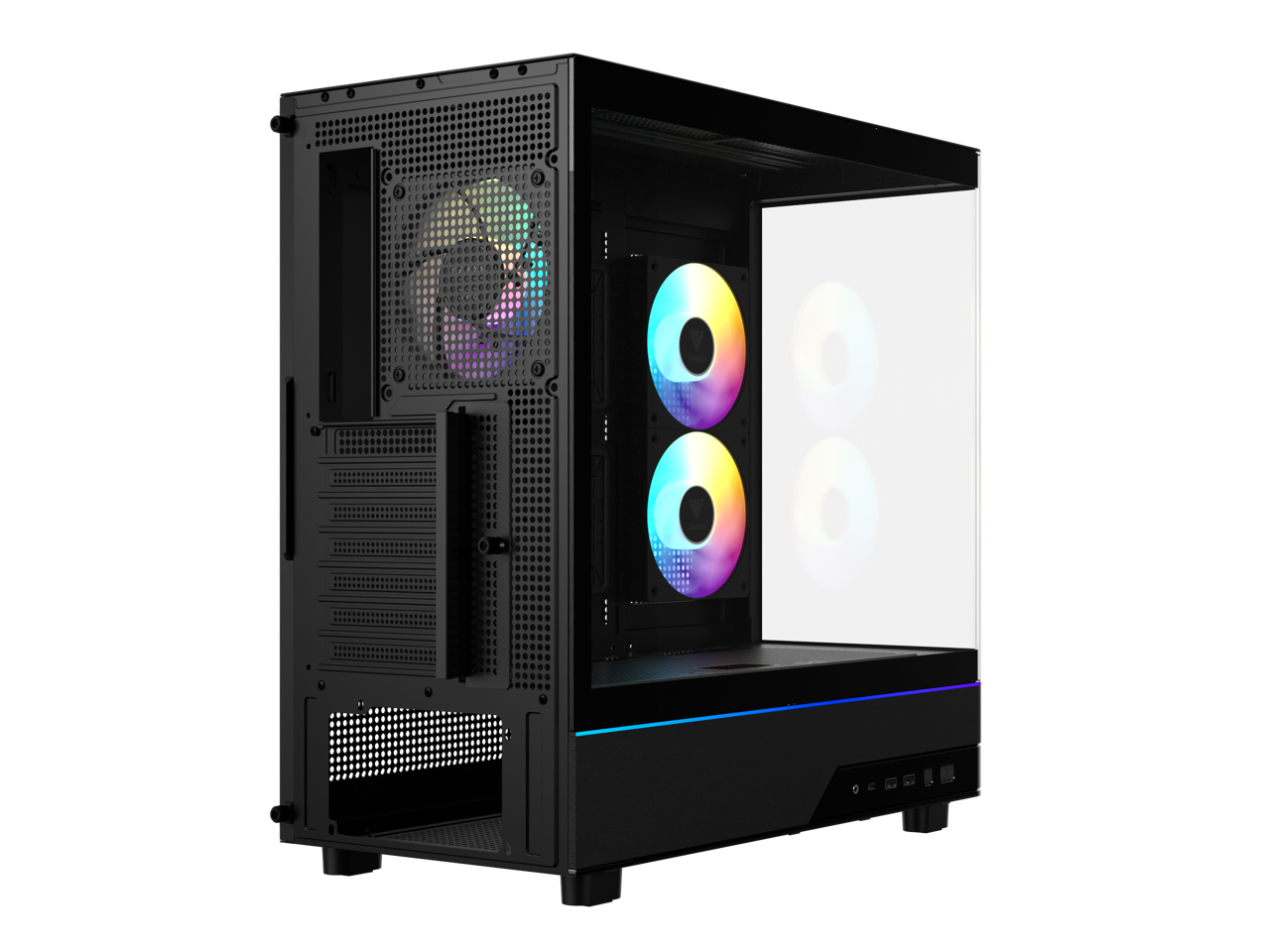 Alt View 6. GAMDIAS - Gamdias ATLAS M5 CG Black ABS / SPCC / Tempered Glass ATX Mid Tower Computer Case - Black.