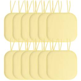 Sweet Home Collection - Honeycomb Memory Foam Non-Slip 16" x 16" Chair Cushion Pad with Ties, 12-Pack - Yellow