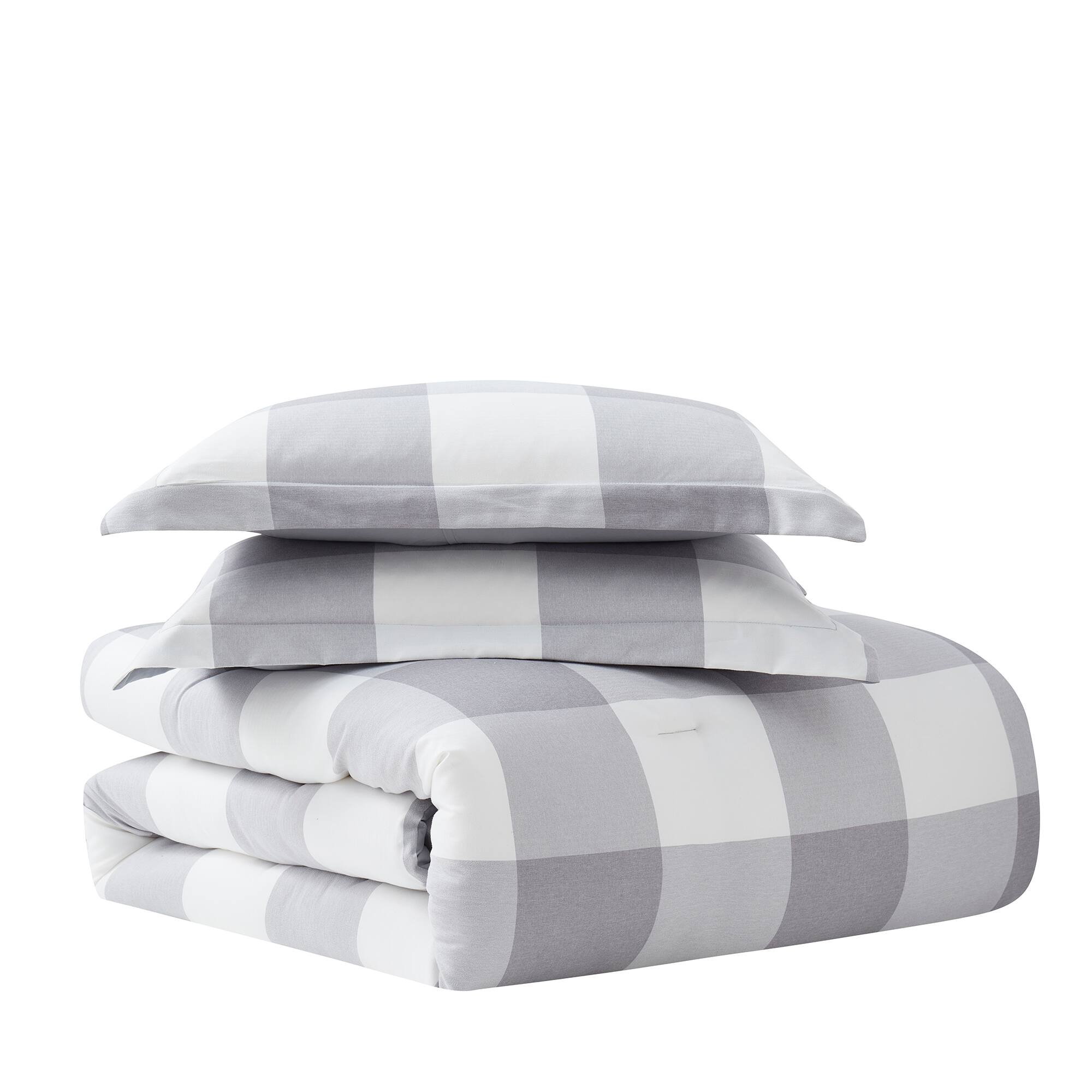 Left. Sweet Home Collection - 5 Piece Checkered Buffalo Plaid Bed in a Bag Comforter & Sheet Set - Twin - Gray.