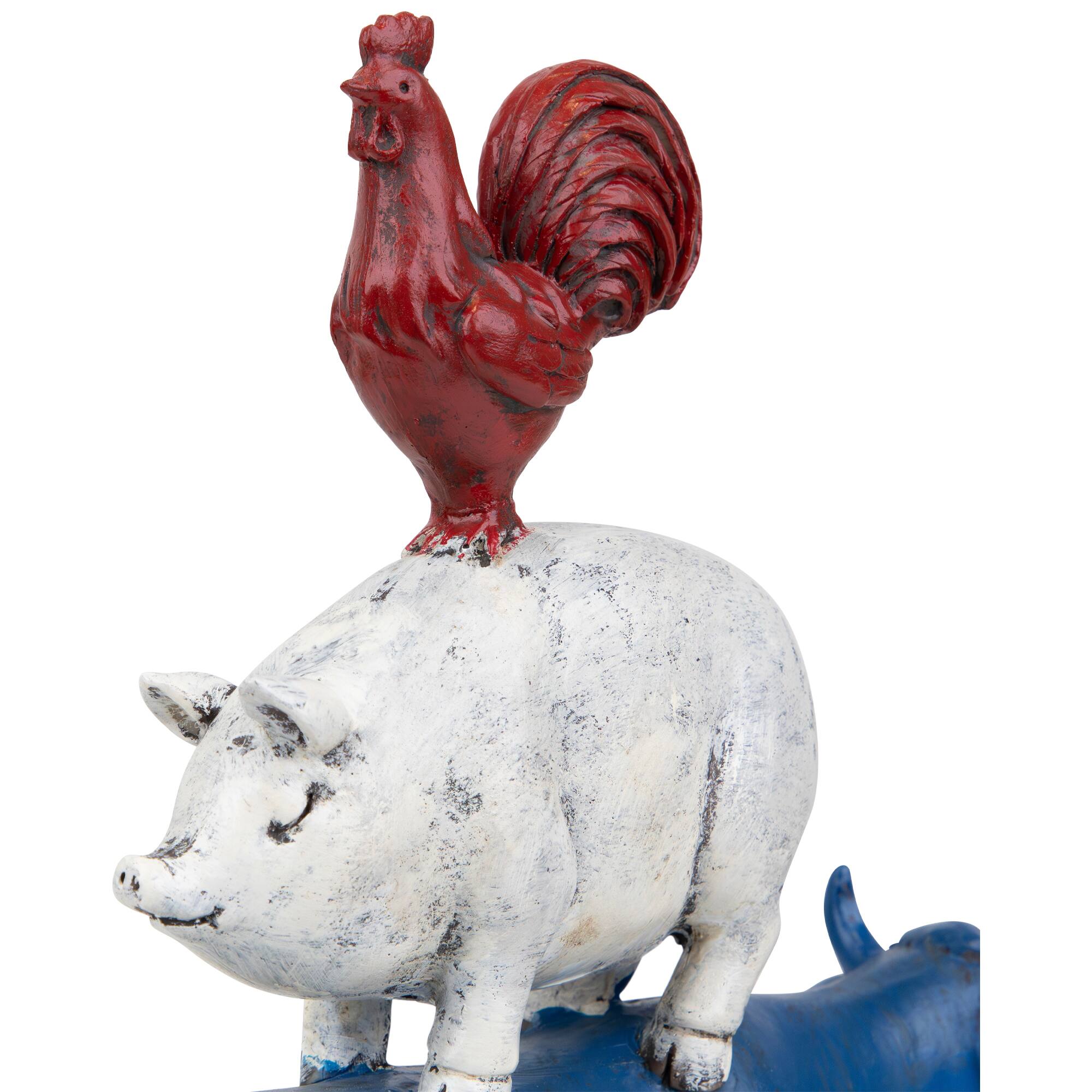 Alt View 5. Northlight - Stacked Patriotic Farm Animals Outdoor Garden Statue - 12" - Blue.