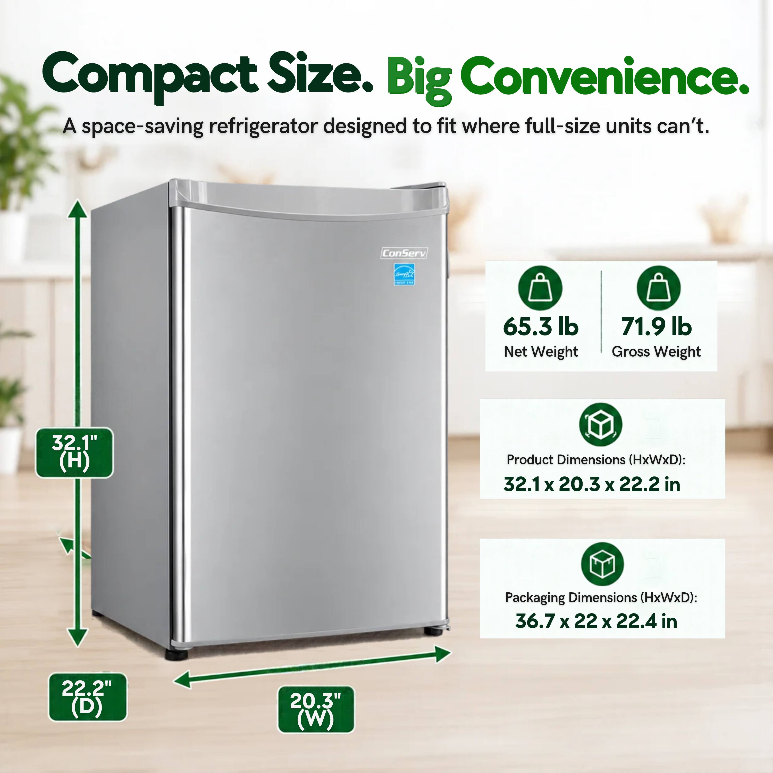 Conserv 20 inch Compact Refrigerator 4.5 Cu.Ft. Mini Fridge