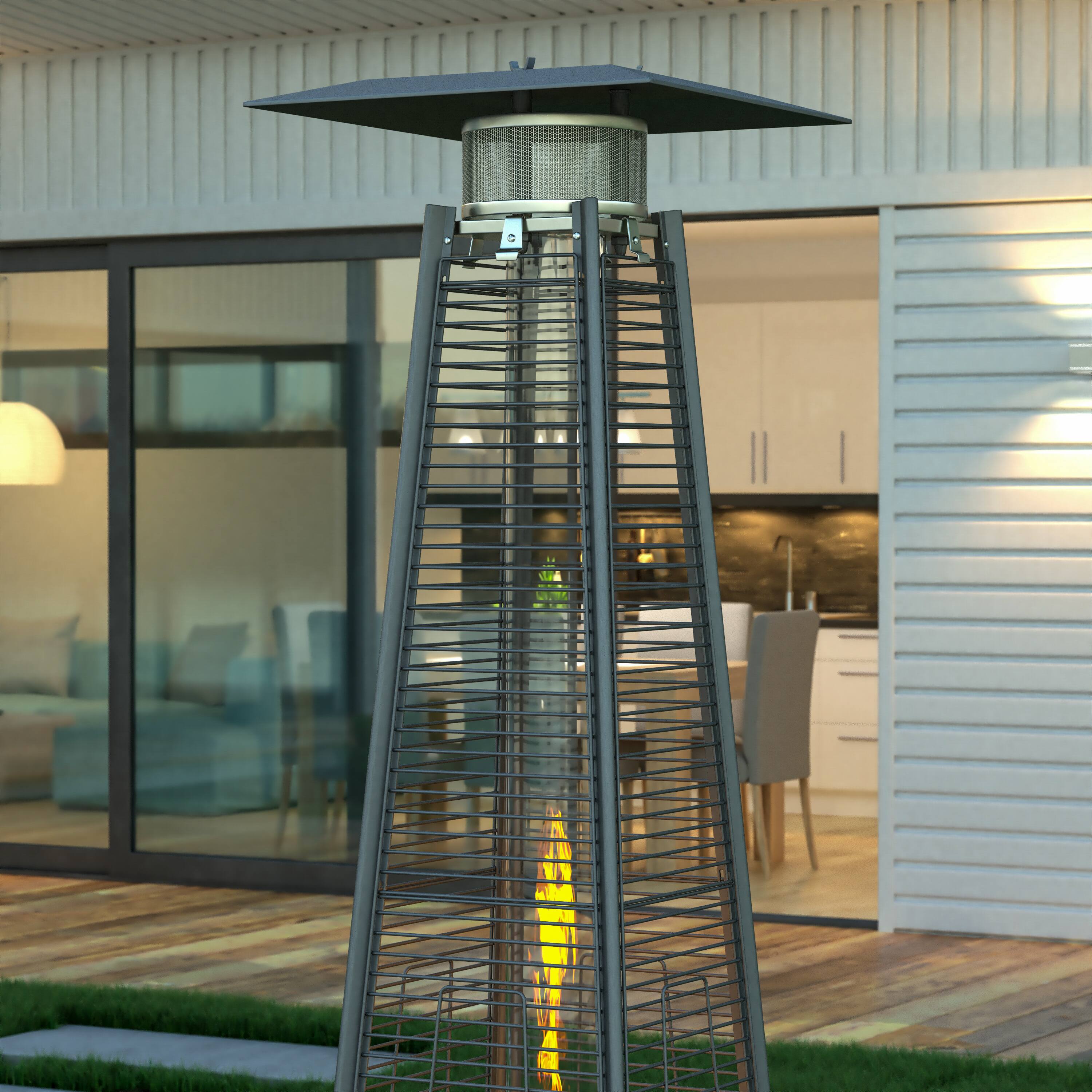 Alt View 3. Emma + Oliver - Outdoor Patio Heater - 7.5 Feet Round Steel Patio Heater - 42,000 BTU's - Slate Gray.
