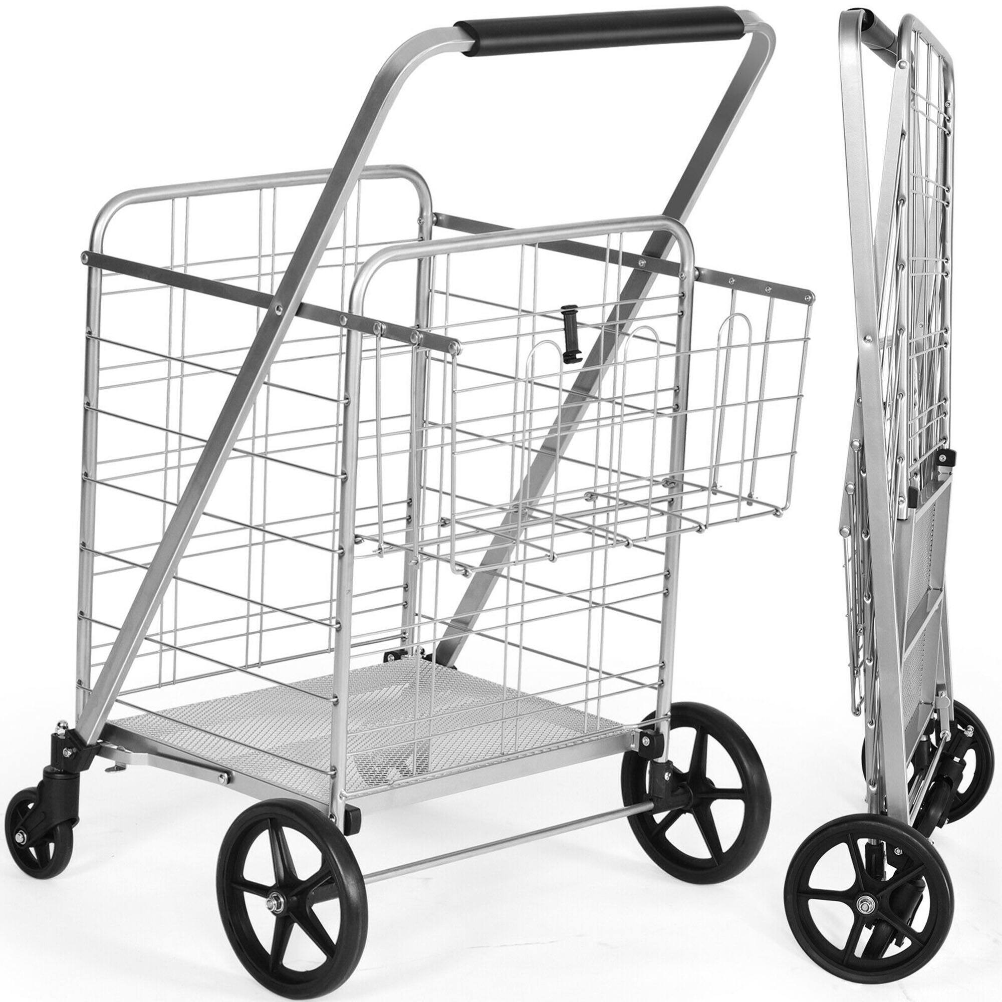 Alt View 18. Costway - Heavy Duty Folding Shopping Cart - Silver.