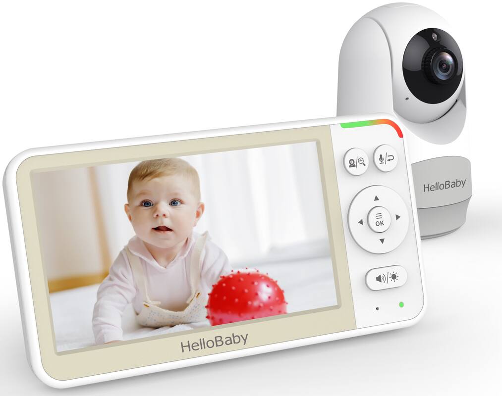 HelloBaby - HB6256 Video Baby Monitor with Remote Pan-Tilt-Zoom, 1000ft Range, 5.0" LCD, Night Vision - White