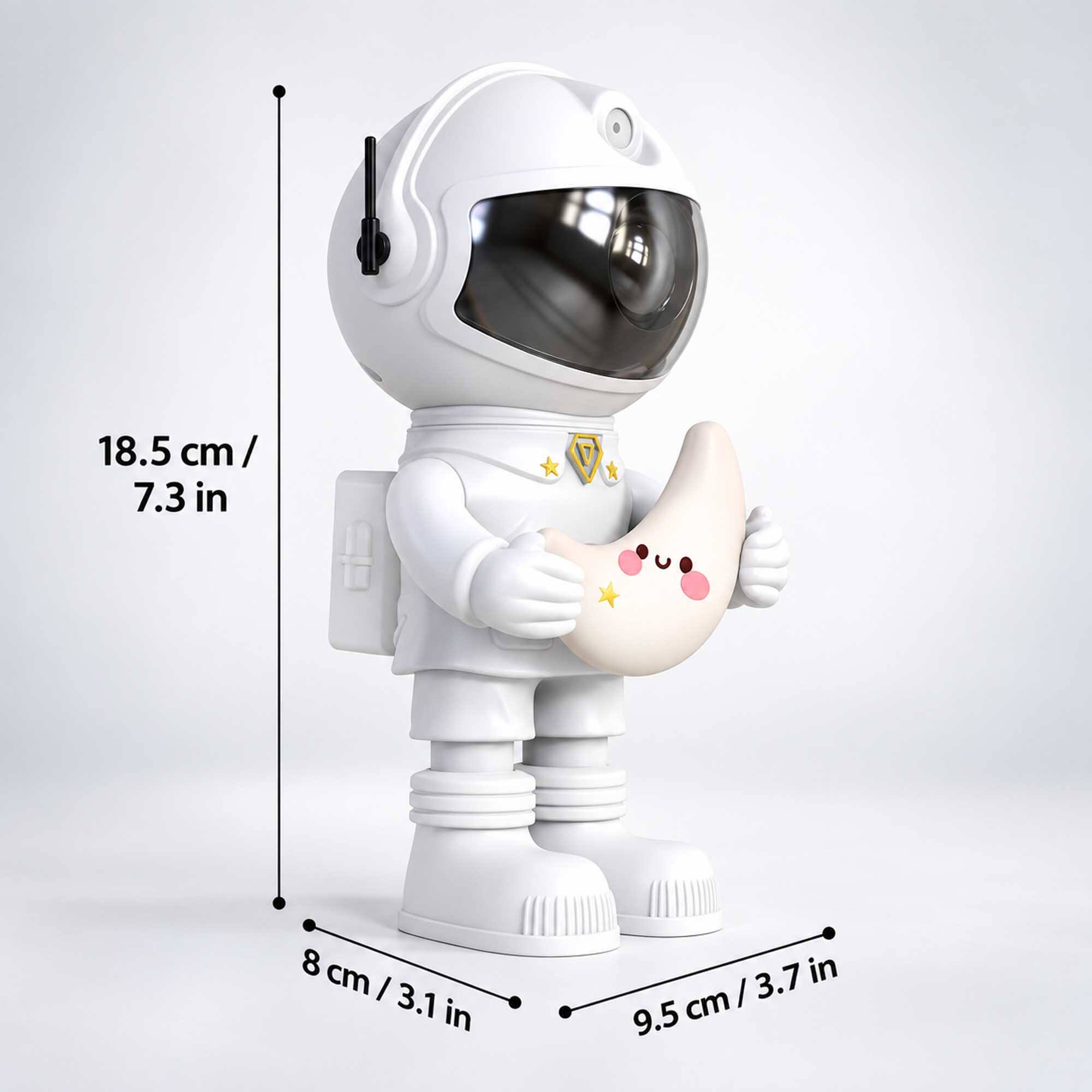 18.5 cm/ 7.3 in  
8 cm/ 3.1 in  
9.5 cm/ 3.7 in