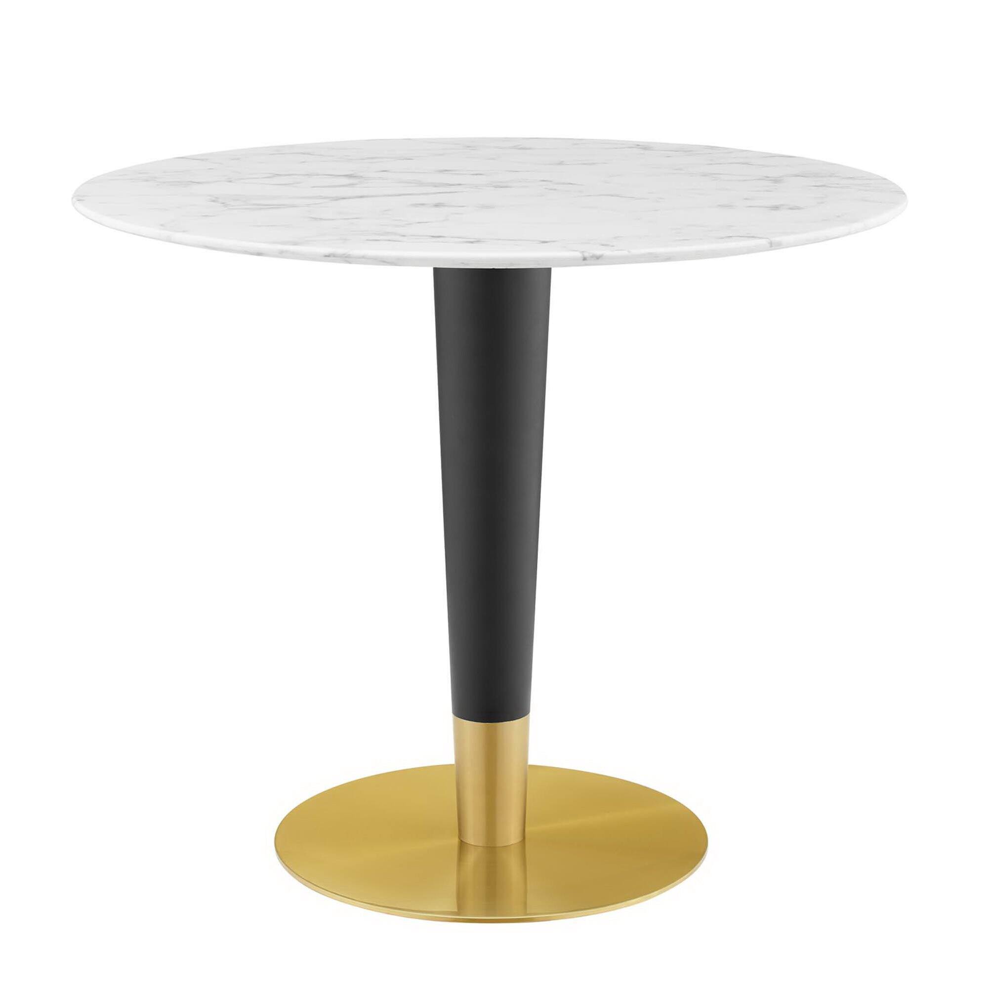 Angle. Modway - Zinque 36" Artificial Marble Dining Table by Modway - Gold White.