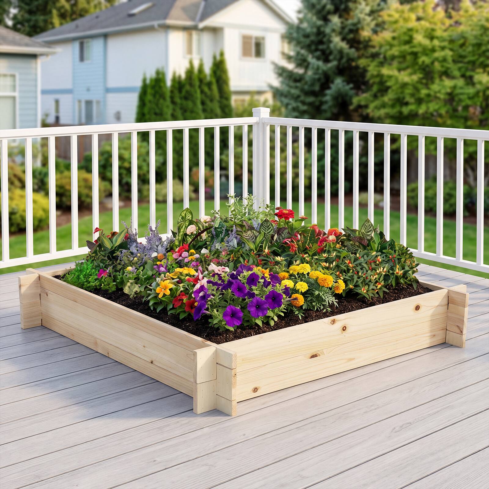 Alt View 1. Gymax - Gymax Wooden Raised Garden Bed Square Fir Wood Planter Box w/ Open-Ended Base - Yellow.