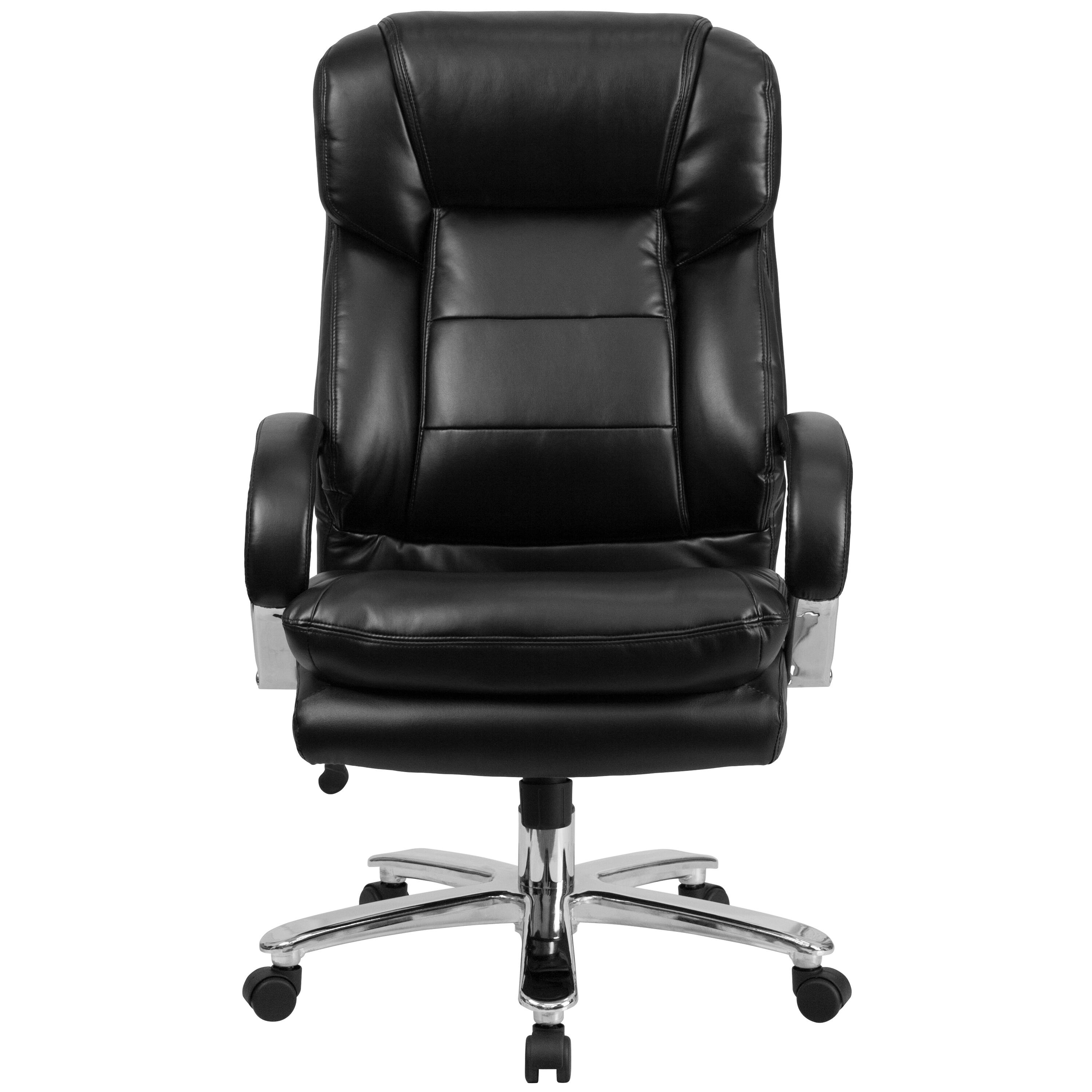 Alt View 7. Emma + Oliver - 24/7 500 lb. Big & Tall Executive Swivel Ergonomic Office Chair with Loop Arms - Black LeatherSoft.