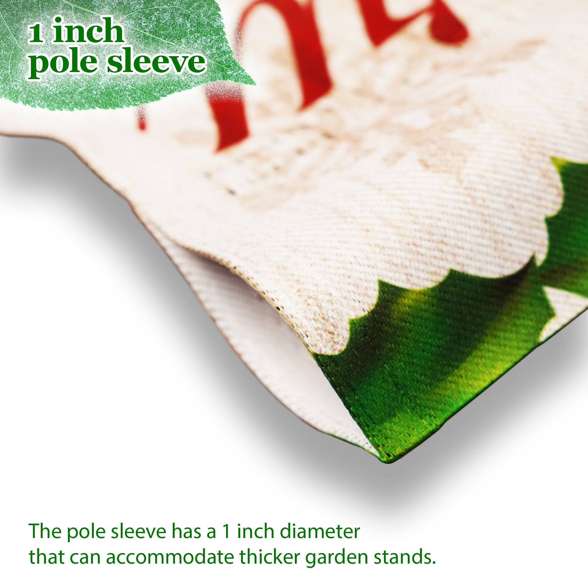 1 inch pole sleeve

The pole sleeve has a 1 inch diameter that can accommodate thicker garden stands.