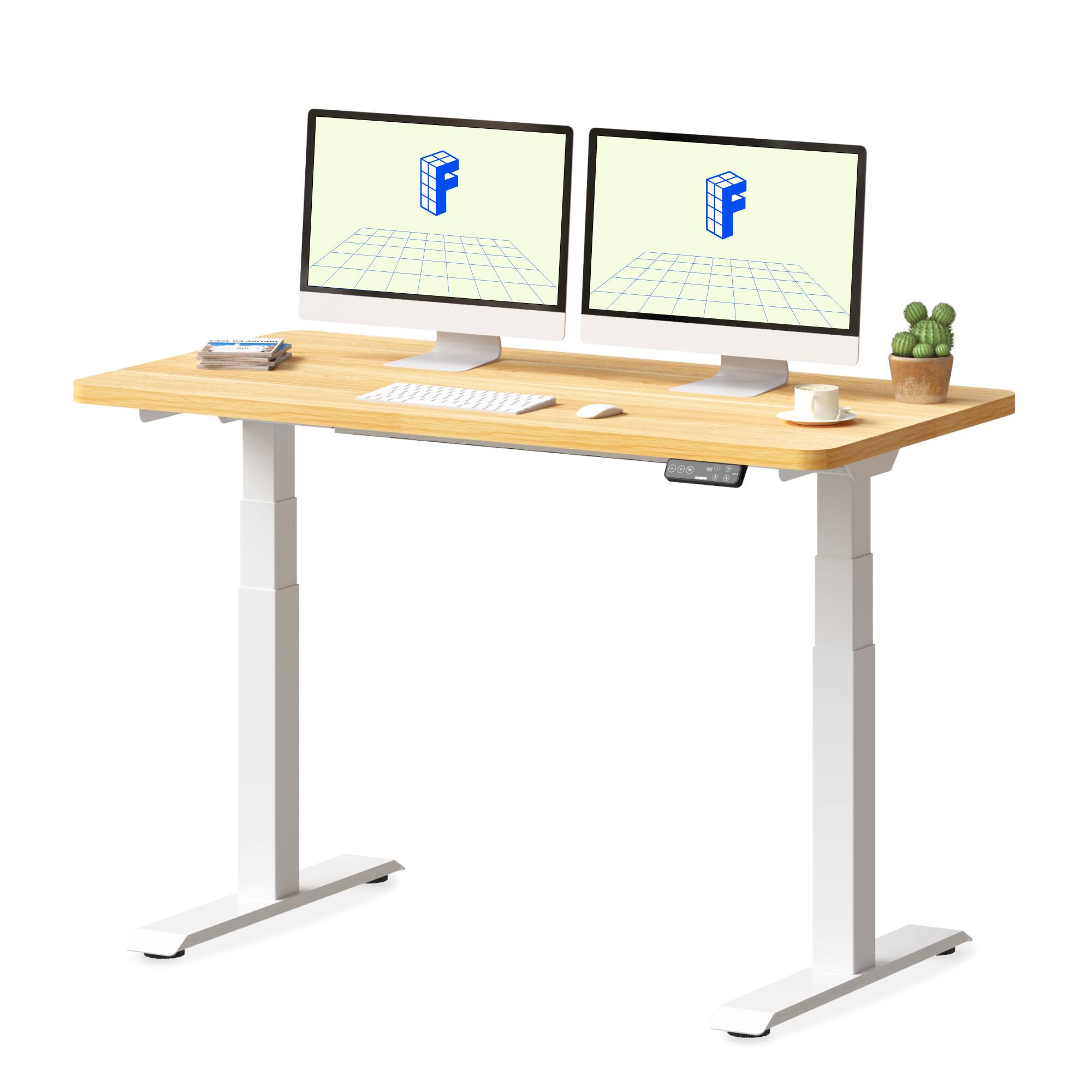 Left. FlexiSpot - FlexiSpot E7 48''W Electric Adjustable Standing Desk Chipboard, Maple/White - Maple.