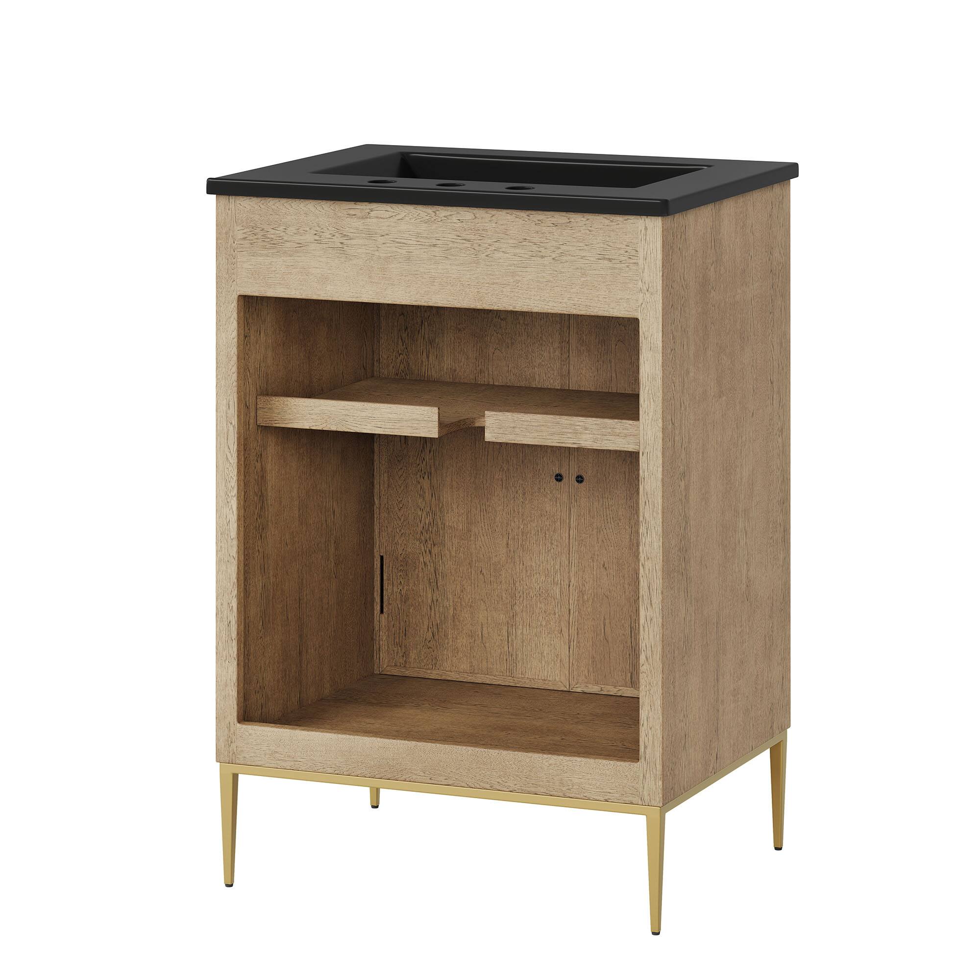 Alt View 3. Modway - Awaken 24" Bathroom Vanity by Modway - Oak Black.