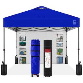 Best Choice Products - 10x10ft Easy Setup Pop Up Canopy, Portable Tent w/ Side Wall, 1-Button Push, Case - Resort Blue