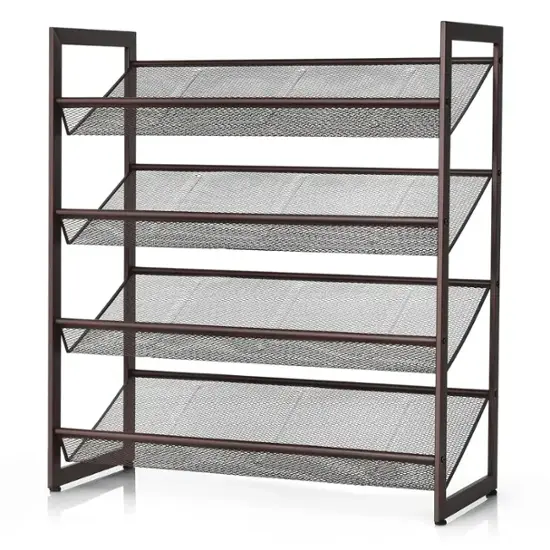 Costway 4 Tier Shoe Rack Adjustable to Flat Slant Shoe Organizer Holder Stand Brown COST01902 Best Buy