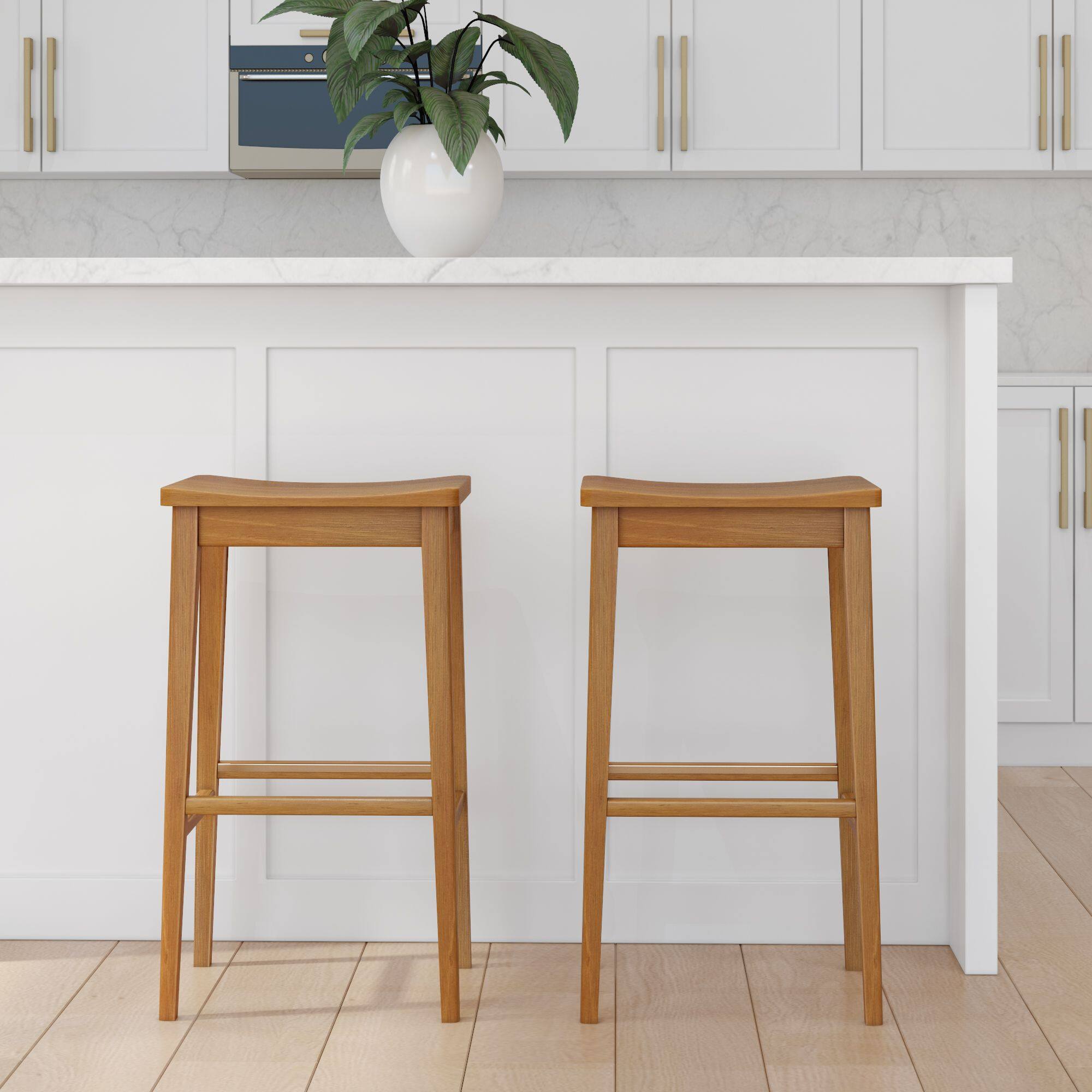 Alt View 1. Plank+Beam - Smythe Stool Bar Height (30in) - 2 pack|| Pecan - Pecan.