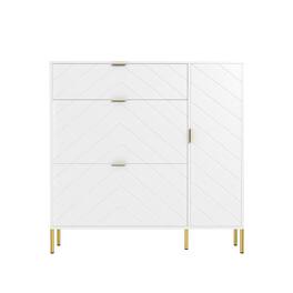 Boyel Living - 49.21 in. H Wood Shoe Storage Cabinet with Flip-Up Drawers and Adjustable Shelf - White