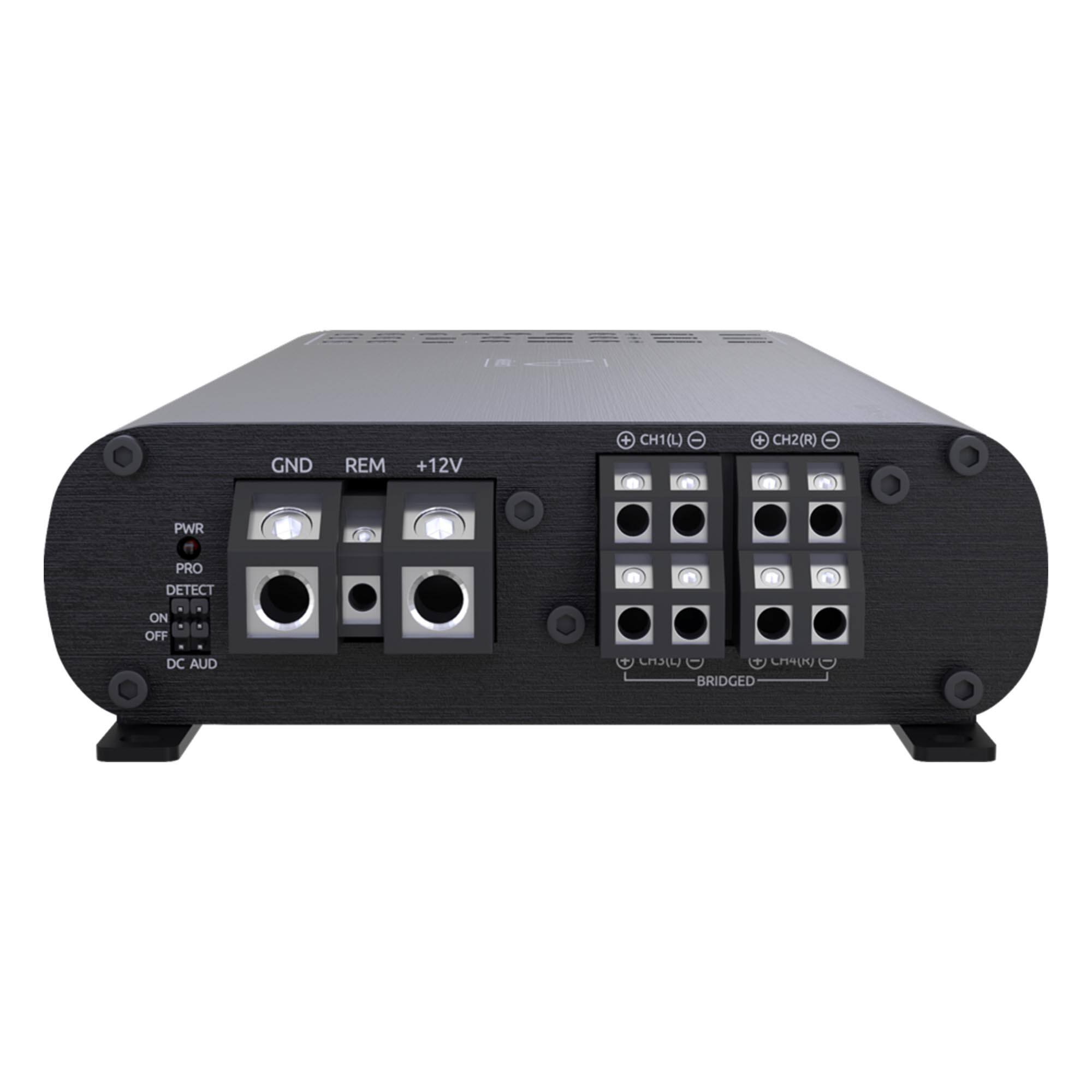 GND REM +12V  
CH1(L) CH2(R)  
PWR PRO DETECT ON OFF DC AUD  
CMAU BRIDGED