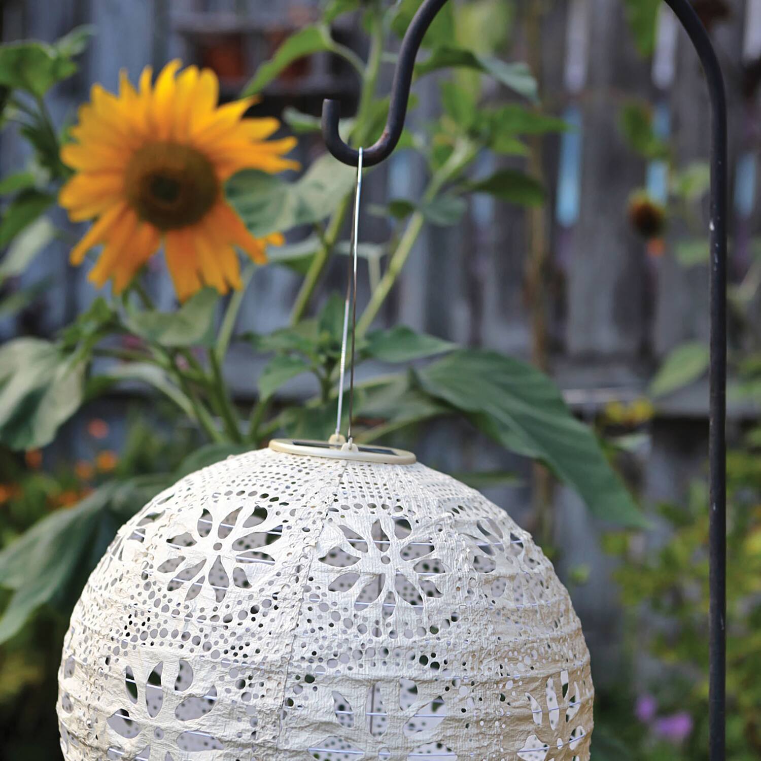 Alt View 7. Allsop - Soji Stella Boho Globe 12" Tyvek Solar Lantern - Pearl.