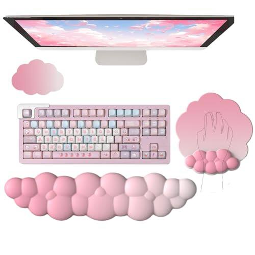 Cozy Serene - Cloud Wrist Rest Galaxy Mouse Pad With Space Memory Foam Non-slip Support For Computer Laptop Gaming Home Office Typing - Silk Gradient Pink