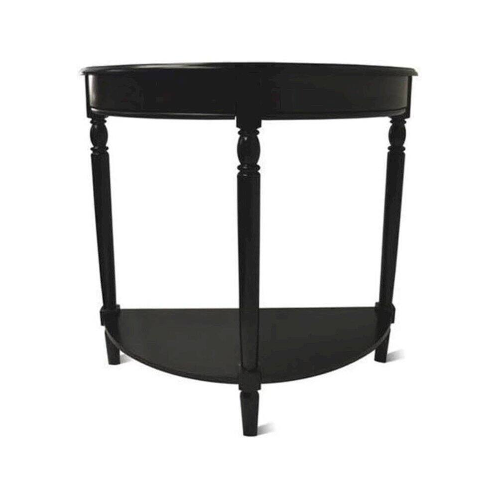 Angle. FurniFact - Entryway Console Table with Bottom Shelf in Black Color - Black.