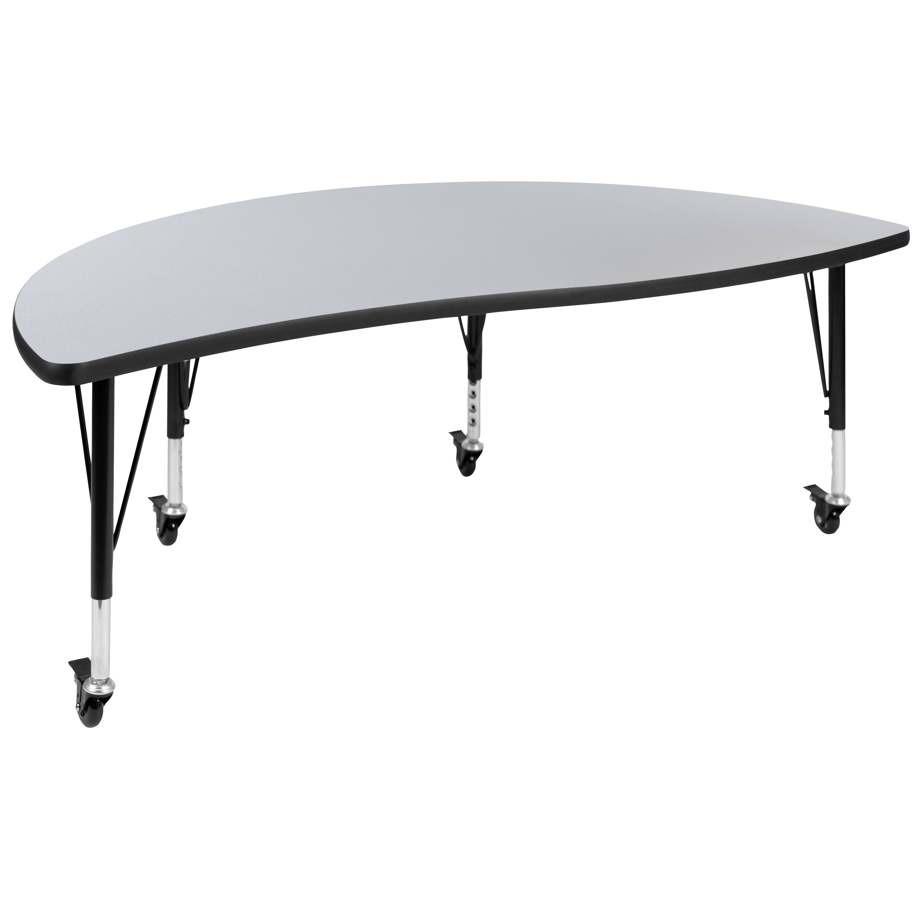 Alt View 9. Emma + Oliver - 2 Piece Mobile 60" Circle Collaborative Grey Kids Activity Table Set - Grey.