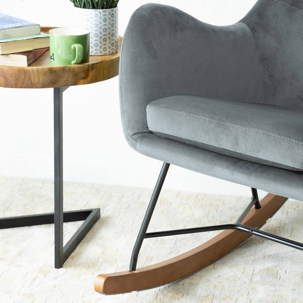 Alt View 1. Loheer - Loheer Grey Velvet Rocking Chair Light Gray Nursery Glider Accent Chair 300lbs - Light Gray.
