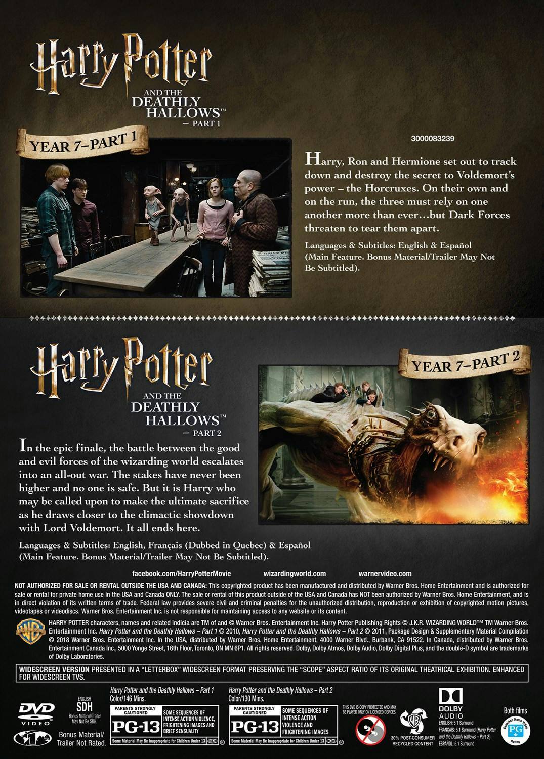 Back. Harry Potter and the Deathly Hallows: Parts 1 and 2 (DVD Double Feature) [DVD].