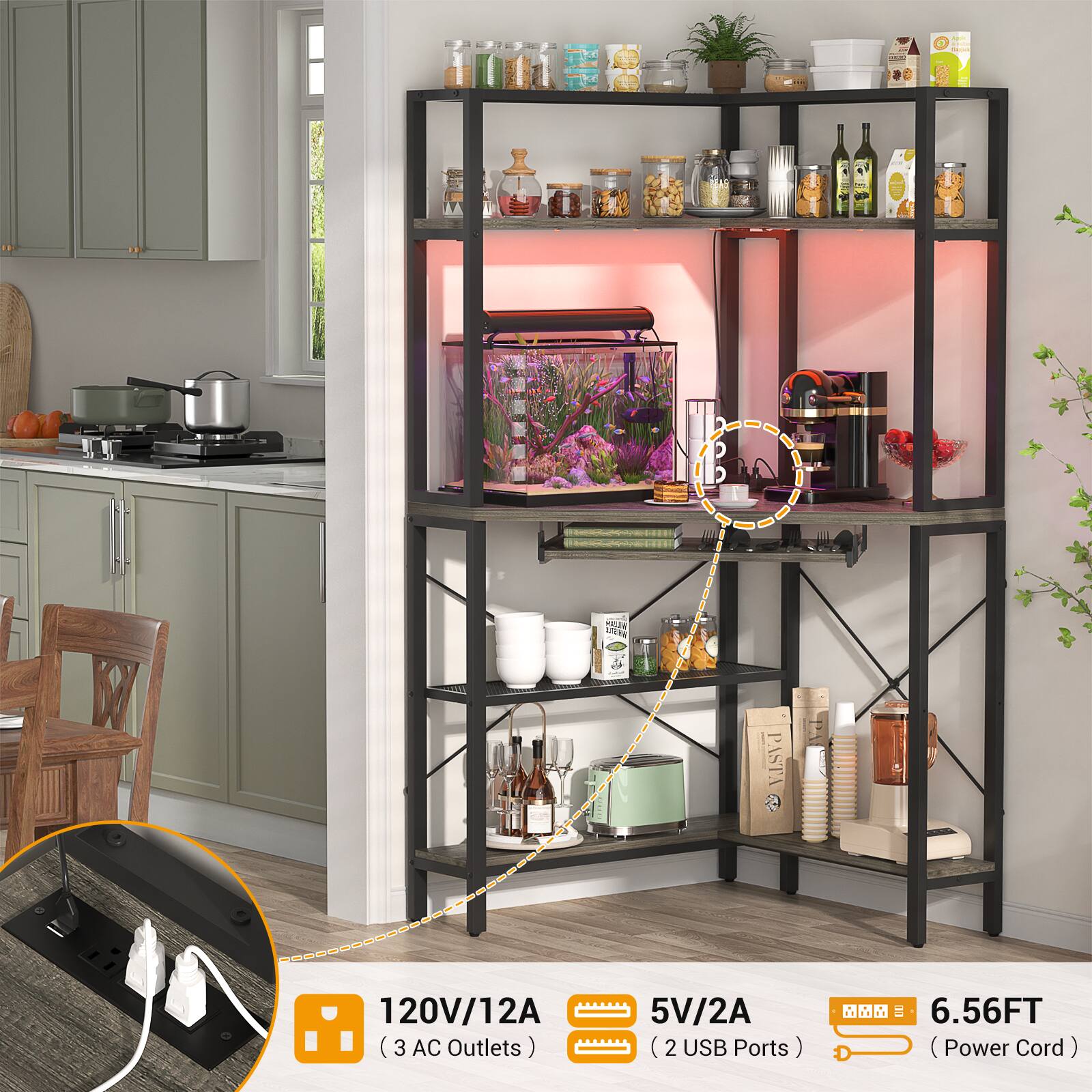 - D C - PASTA 120V/12A (3 AC Outlets) 5V/2A (2 USB Ports) 6.56FT (Power Cord)