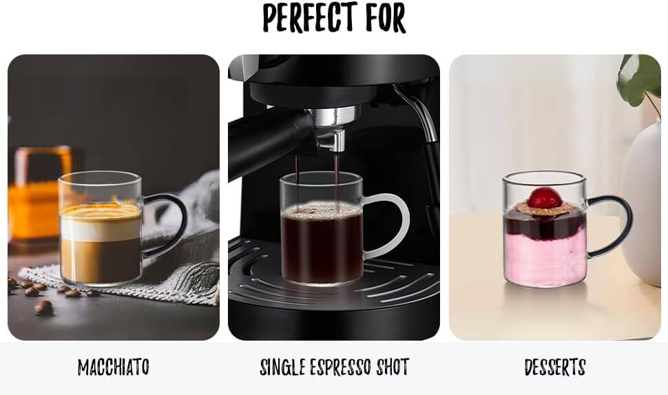 PERFECT FOR  
MACCHIATO  
SINGLE ESPRESSO SHOT  
DESSERTS