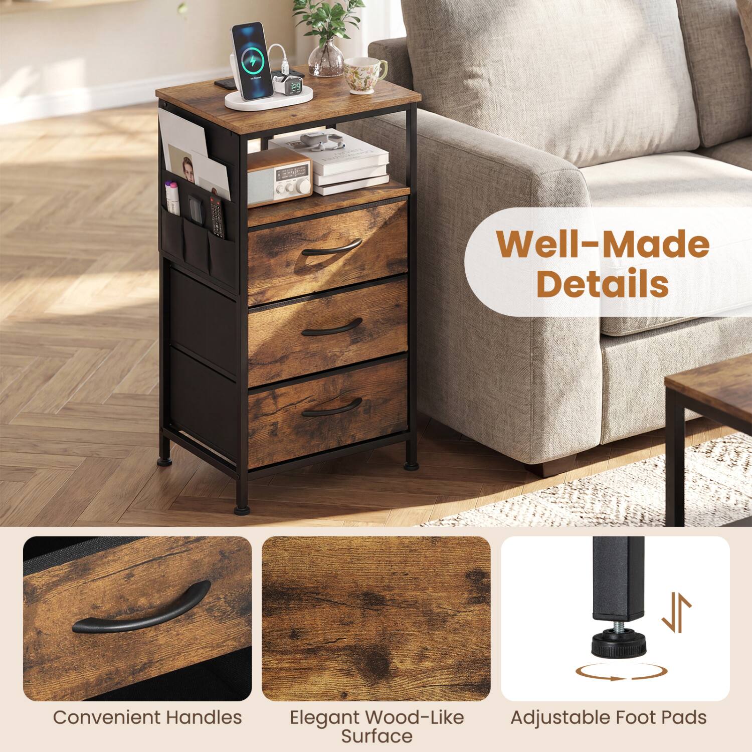Well-Made Details

1L

Convenient Handles

Elegant Wood-Like Adjustable Foot Pads Surface