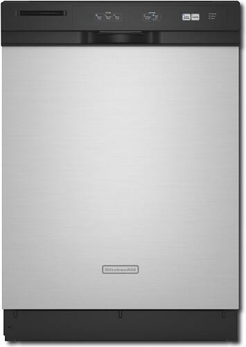 Front Standard. KitchenAid - 24" Tall Tub Built-In Dishwasher - Black-on-Stainless.