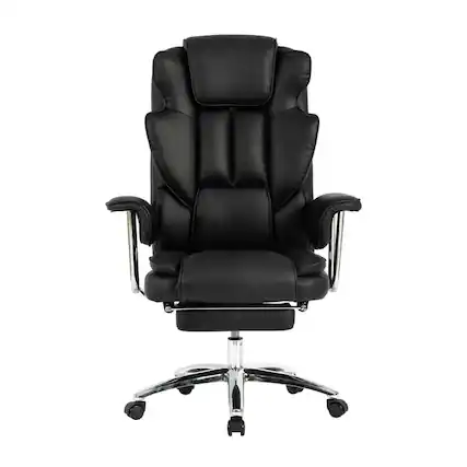 Front. Platinum-Level - Big and Tall Ergonomic Executive Office Chair with Footrest - Black.