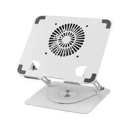 Cluzine - Portable Metal Laptop Stand with Cooling Fan Height & Rotation Adjustable for Desktop Use