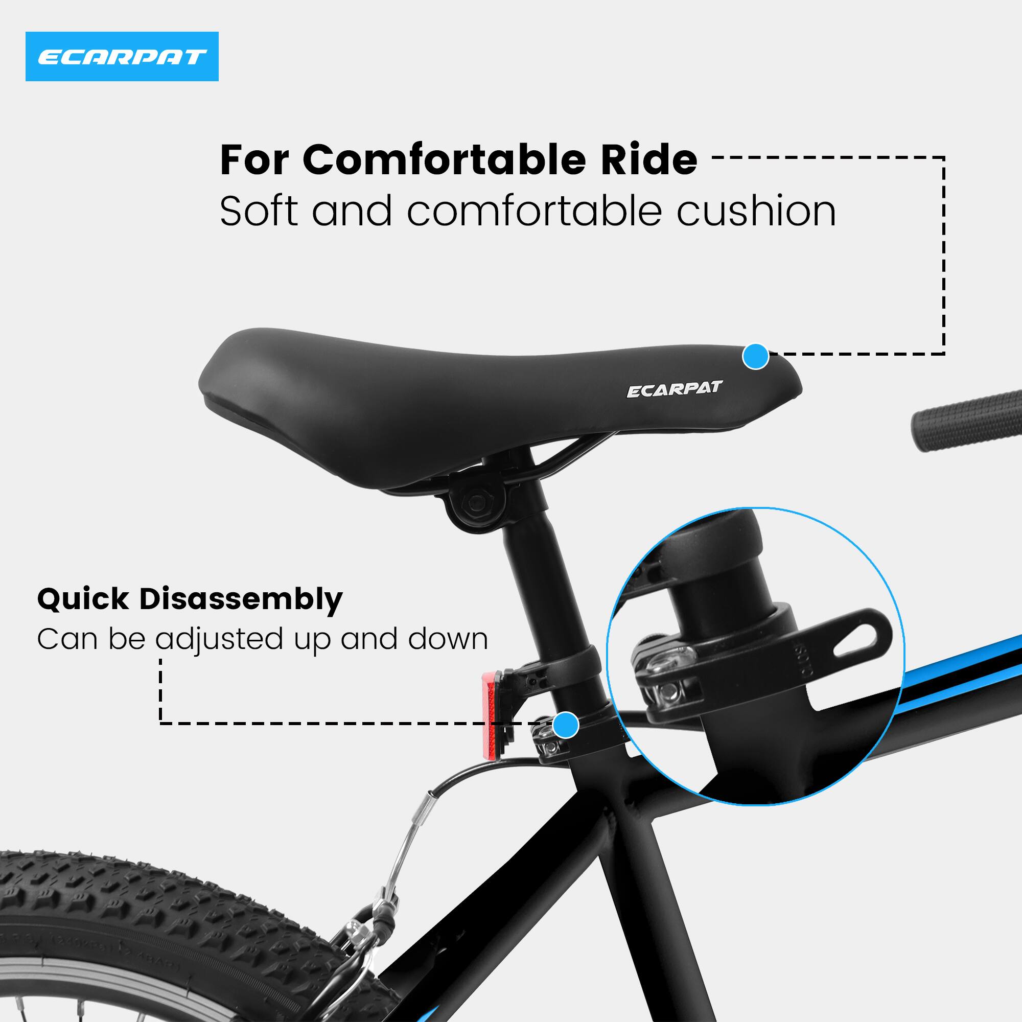 ECARPAT For Comfortable Ride Soft and comfortable cushion ECARPAT Quick Disassembly Can be adjusted up and down