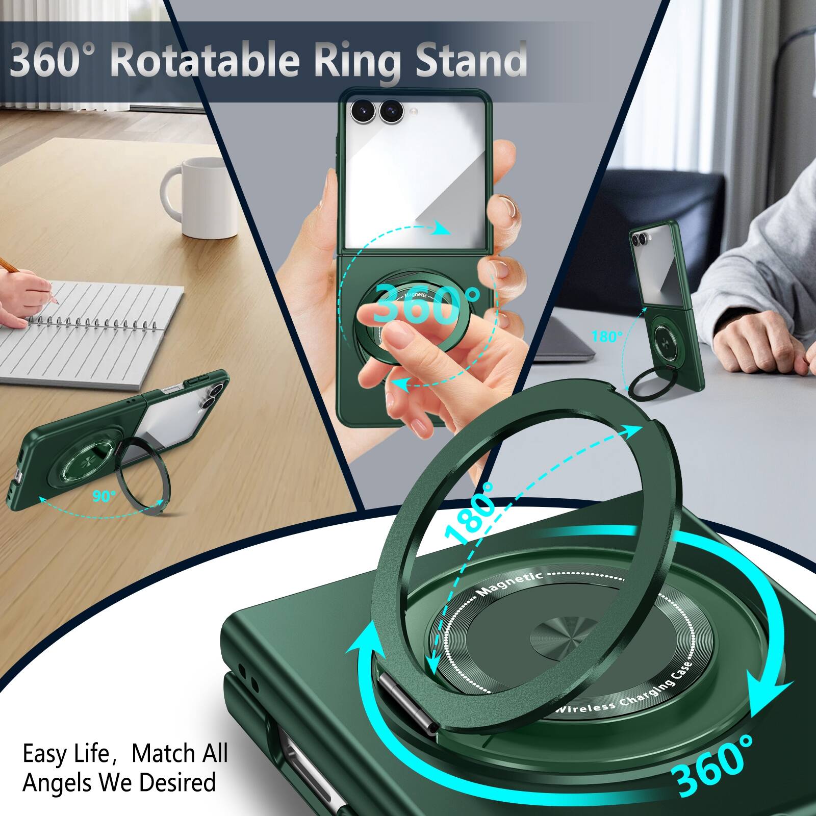 360° Rotatable Ring Stand

Easy Life, Match All Angels We Desired

Wireless Charging Case