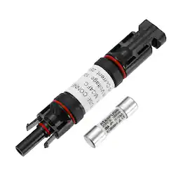 Unique Bargains - 1Set 25A Solar Fuse Holder Inline 1000V IP67 Waterproof Male/Female Connector with Fuse for PV System - Black