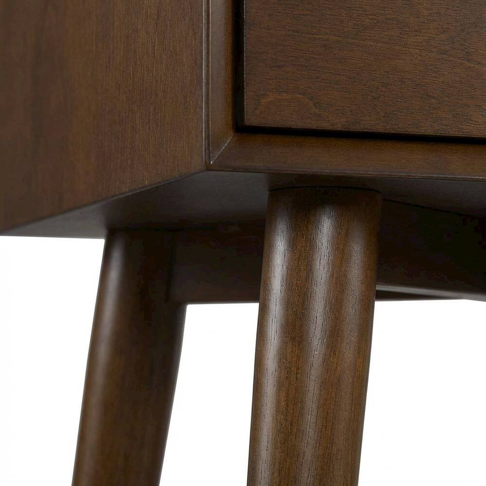 Alt View 1. FurniFact - Nightstand in MDF and Solid Poplar Wood with Veneer Finish for Bedroom Storage - Mahogany.