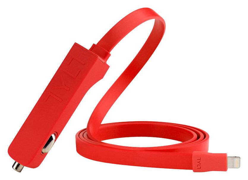 Front. TYLT - RIBBN Vehicle Charger - Red.